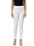 GO COLORS Soft Cotton Stretch Ankle Length Leggings for Women | Breathable, Mid Rise, White