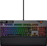 ASUS ROG Strix Flare II 100% RGB Gaming Keyboard, ROG NX Red mechanical switches, PBT doubleshot keycaps, 8k Hz polling, Sound-dampening foam, Media controls, USB passthrough, Wrist rest, UK Layout