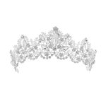 Hair Tiara Wedding Crown Baroque Rhinestone Tiara Crowns for Women Wedding Brides Crowns Brides Crowns Jewelry Hair (Silver)