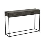 Safdie & Co. - Dark Grey Console Table with Black Metal Leg, Hallway Table with Drawers, Use As Doorway Table, Hallway Desk, or Accent Furniture for Decorating Foyer, 48 x 12 x 32 Inches