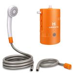 LIEBMAYA Portable Outdoor Shower, 4400mAh Battery Powered USB Rechargeable Pump，Handheld Outdoor Shower Head for Camping, Hiking, Traveling, IPX7 Waterproof