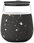 W&P Porter Wine Cocktail Glass w/Protective Silicone Sleeve | Terrazzo Charcoal 15 Ounces | On-the-Go | Reusable | Portable | Dishwasher Safe