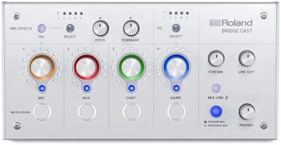 Roland BRIDGE CAST Dual Bus Gaming Mixer in Ice White | Pro Audio Streaming Interface and Mixer for Online Gamers | 32-Bit Hardware DSP | USB-C Windows and Mac Connectivity | XLR Input for Microphones