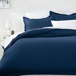 Amazon Basics Light-Weight Microfiber Duvet Cover Set with Snap Buttons - King, Navy Blue