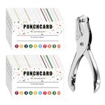 100 Pcs Punch Cards Multifunctional Reward Cards With Metal Perforator Classroom Positive Puns Motivation Reward Cards for Teachers Students Business Office Customer Supplies