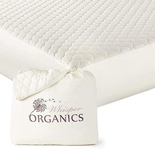 Whisper Organics, 100% Organic Cotton Mattress Pad - Breathable Cooling Quilted Fitted Mattress Protector Cover, Fairtrade, GOTS Certified - Ivory Color, 17" Deep Pocket (Queen Bed Size)