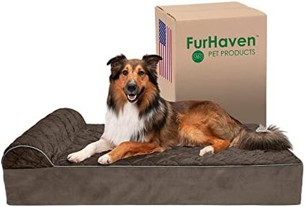 FurHaven Pet Dog Bed | Orthopedic Goliath Quilted Chaise Couch Pet Bed for Dogs & Cats, Espresso, 2XL