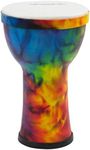World Rhythm MDJ008 7 Inch Pretuned Synthetic Djembe Hand Drum for Festivals, School Percussion - Rainbow