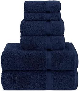 Luxury Spa and Hotel Quality Premium Turkish Cotton 6-Piece Towel Set (2 x Bath Towels, 2 x Hand Towels, 2 x Washcloths, Navy)