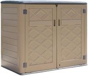 HOMSPARK Storage Shed Weather Resistance, Multi-Purpose Outdoor Storage Cabinet for Backyards and Patios, Horizontal Storage Shed for Lawnmower, Patio Accessories (Coffee, X Large - 48 cu.ft)