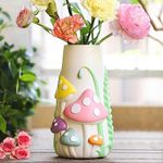 GUGUGO Pastel Mushrooms Vase for Flower, 8-Inch-Tall Rainbow Funky Mushroom Decor, Eclectic Female Form Butt Vases for Flowers, Unique Colorful Decorative Vase, Cute Room Decor Aesthetic