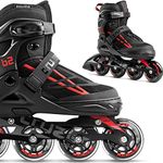 Movino Cruzer B2 | Inline Skates | Roller Blades for Kids & Adults | Adjustable | M size (EU 34-37) | 22-24 cm liners | ABEC-9 | Red