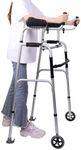 WONDSIGHIN Folding Walker with Armrest for Seniors, Foldable Standard Walker, Adjustable