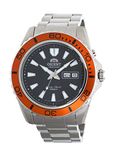 ORIENT 'MAKO XL' 200m Diving Sports Automatic Orange Bezel Watch EM75004B, Orange, Sports