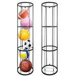 BEWITU 3 Layer Garage Ball Storage Rack, Wall-Mounted Basketball Holder, Vertical Ball Rack for Soccer Volleyball Football Basketball, Space-Saving Sports Ball Storage Organizer for Garage & Home