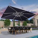 PURPLE LEAF 10' X 13' Patio Umbrella Outdoor Luxury Cantilever Umbrella with 360° Rotation Rectangle Umbrellas Windproof Offset Umbrella Heavy Duty Sun Umbrella for Garden, Deck, Table, Backyard and Pool, Navy Blue