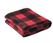 Home Beyond & HB design - Flannel Fleece Throw Blanket - Ultra Soft Cozy Warm Plush Lightweight Microfiber Blankets Throws for Men Women Kids - (Red Plaid, 60x80-Inch)