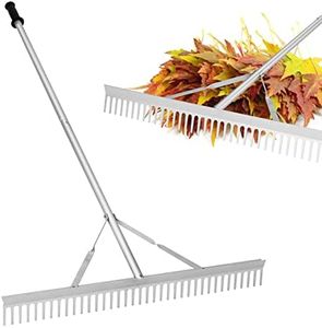 Ansgery Aluminum Landscape Rake,Landscape Rake 36'',Leaf Tool for Loosening Soil,Lawn Care,Weeding Lake,Garden,Pond,Beach Landscaping(36'' Head X 67'' Handle) Silver