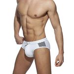 Men Push-Up Pad Swimming Briefs Padded Enlarge Sexy Swimwear Sunbath Surf Beach Shorts (White,Tag L (US M))