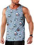 Mens Tank Tops Funny Shark Graphic Tank Tops for Men Quick Dry Sleeveless Shirt Cool Summer Beach Running Workout Tank Tops Undershirt