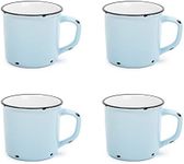 CTG, Ceramic Enamel Look Vintage Mug Set, Pack of 4, Light Blue