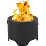 Yaheetech Fire Pit 60 cm Tabletop Fire Pit with Stand Smokeless Fire Pit W/a Silicone Fire Pit Mat & Water-resistant Rain Cover & Log Grate for Outdoor Use