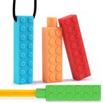 Onwon Sensory Chew Necklace and Pencil Topper for Kids - Teething Silicone Chewing Necklace - Oral Motor Chewing Biting Chewelry for Autism ADHD - BPA Free - 4 Pieces