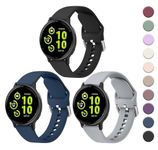 Silicone Bands Compatible with Garmin Vivoactive 5 / Vivoactive 3 Watch Band, Garmin Venu Sq / Venu / Venu 2 Plus Watch Band, Soft Silicone Sport Replacement Strap for Garmin Vivomove HR, Forerunner 645 / 245 Music Smart Watch Women Men (Small, Black+Navy Blue+Gray)