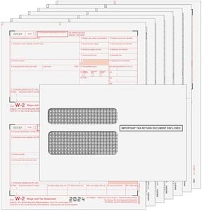 2020 W-2 Preprinted 6-Part 2-Up TaxPacks with Envelopes (Self-Seal) and W-3 Transmittal Forms | Qty for 10 Employees | IRS Approved | Compatible with QuickBooks and Other Accounting Software