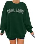 MOUSYA Women Cool Aunts Sweatshirt Auntie Letter Print Oversized Pullover Tops Embroidered Aunt Long Sleeve Lightweight Shirt, Green, X-Large