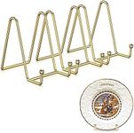 3 Pack Plate Stands for Display, 4.5 Inch Picture Stand Black Iron Easel Decorative Plate Holder Display Stand, Metal Photo Frame Stand for Decorative Dish, Book, Tablets, Tabletop Art (4.5 Inch, Gold)