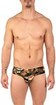 Gary Majdell Sport Men's Hot Prints Cheeky Brief Bikini Swimsuit (Green Camo, Large)