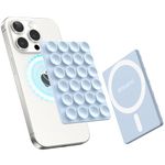 amBand Magnetic Suction Phone Mount for MagSafe Case, Women Girl Silicone Octo Cup Buddy Sticky Grip Holder for iPhone, Removable Hands-Free Selfie/Video for Instagram Creator/Influencer, Light Blue