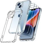 ivoler [4 in 1 Camera Cover Case Compatible with iPhone 14 6.1" with 3 Pack Tempered Glass Screen Protector, Slim Soft TPU Shockproof Anti-Scratch Phone Case Cover - Clear