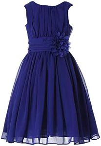 Bow Dream Little Girls Elegant Ruffle Chiffon Summer Flowers Girls Dresses Royal Blue 8