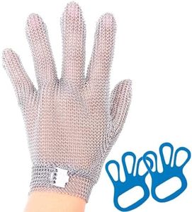 Cut Resistant Gloves Food Grade Stainless Steel Metal Mesh Chainmail Gloves for Butcher Meat Cutting Fish Filleting Oyster Shucking Clothing Cutting and Leather Processing(Large (Pack of 1))