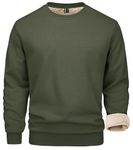 MAGCOMSEN Thermal Underwear Mens Winter Tops Classic Plain Color Sweatshirts Breathable Cotton Sweatshirts Fleece Pullover Mens Classic Crewneck Tops Casual Wear Sweatshirts, Army Green