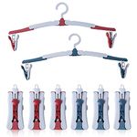 NCOALE Folding Clothes Hanger, 8 PCS Travel Hangers with Clips 360 Degree Rotating Hook Plastic Non-Slip Clothes Hangers Portable Multi-Purpose Hangers for Home Hotel Travel Camping, Blue, Red