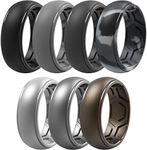 ThunderFit Silicone Rings for Men, Breathable Edition Step Edge Rubber Engagement Bands 8.4mm Wide 2.2mm Thick - 1/4/7 Variety Multipack (Pack E, 13.5-14 (23mm))