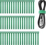 Pasow 50pcs Reusable Fastening Adjustable Cable Ties Straps Wire Management (8 Inch, Green)