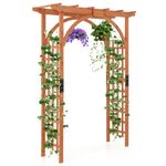 COSTWAY Wooden Garden Arch, Large Rose Trellis Pergola Arbour, Climbing Plant Wood Archway for Party Ceremony Wedding Backyard Lawn Patio Courtyard (160 x 60 x 211 cm, with Arch Design)
