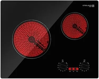 Electric Cooktop for Apartment, GASLAND Chef 21'' Built in Radiant Electric Cooktop, 240V Ceramic Electric Stove 2 Burners, 9 Heating Levels, Knobs Control, Instant Heating Up, UL Certified