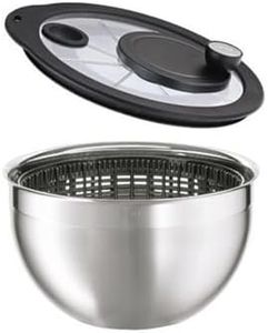 RÖSLE Essoreuse à Salade de Haute Qualité avec Couvercle en Verre et Manivelle 4:1 - Acier inoxydable 18/10 - Brillantmat - Bol Lavable au Lave-Vaisselle de Diamètre 24 cm