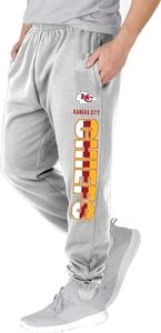 NFL Kids Youth 8-20 Officially Licensed Primary Team Logo Stripe Fleece Lined Football Sweatpants Joggers Pants, Kansas City Chiefs, 10-12