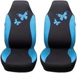 Flying Banner Butterfly car seat Covers ful Set Fashion Universal Lady Woman Female Rear Bench Split Colorized (2 Fronts, Mint Blue)