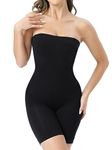 Lynclare Strapless Shapewear Bodysuit for Women Tummy Control Full Body Shaper Bodysuit Butt Lifter Thigh Slimmer, Black, S