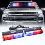 OPPBUY Emergency Police Strobe Light with 26 Flashing Modes,Red Blue Interior Dash Windshield Warning Flashing Lights for 12-24V Truck Vehicle-1 Year Warranty