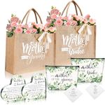 Hushee 2 Set Mother of Bride and Groom Gifts Set Includes Handbag Canvas Makeup Bag Acrylic Heart Decoration Wedding Handkerchief for Mom Mother in Law Bridal