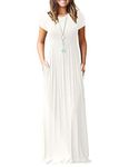 AUSELILY Maxi Dress for Women Summer Casual Long Dresses for Ladies with Pockets XXL White