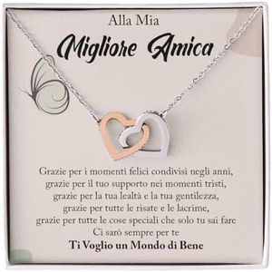 NONNA PROFESSIONISTA Collana Donna Alla mia MIgliore Amica Argento Idee Regali per lei Compleanno o Natale - Cofanetto con DEDICA incluso (Oro - Amica)